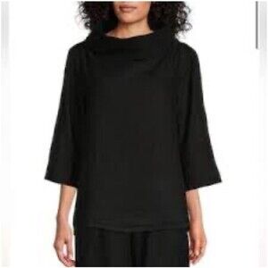 Bryn Walker Cotton Gauze 3/4 Sleeve Etta Shirt In Black Size S